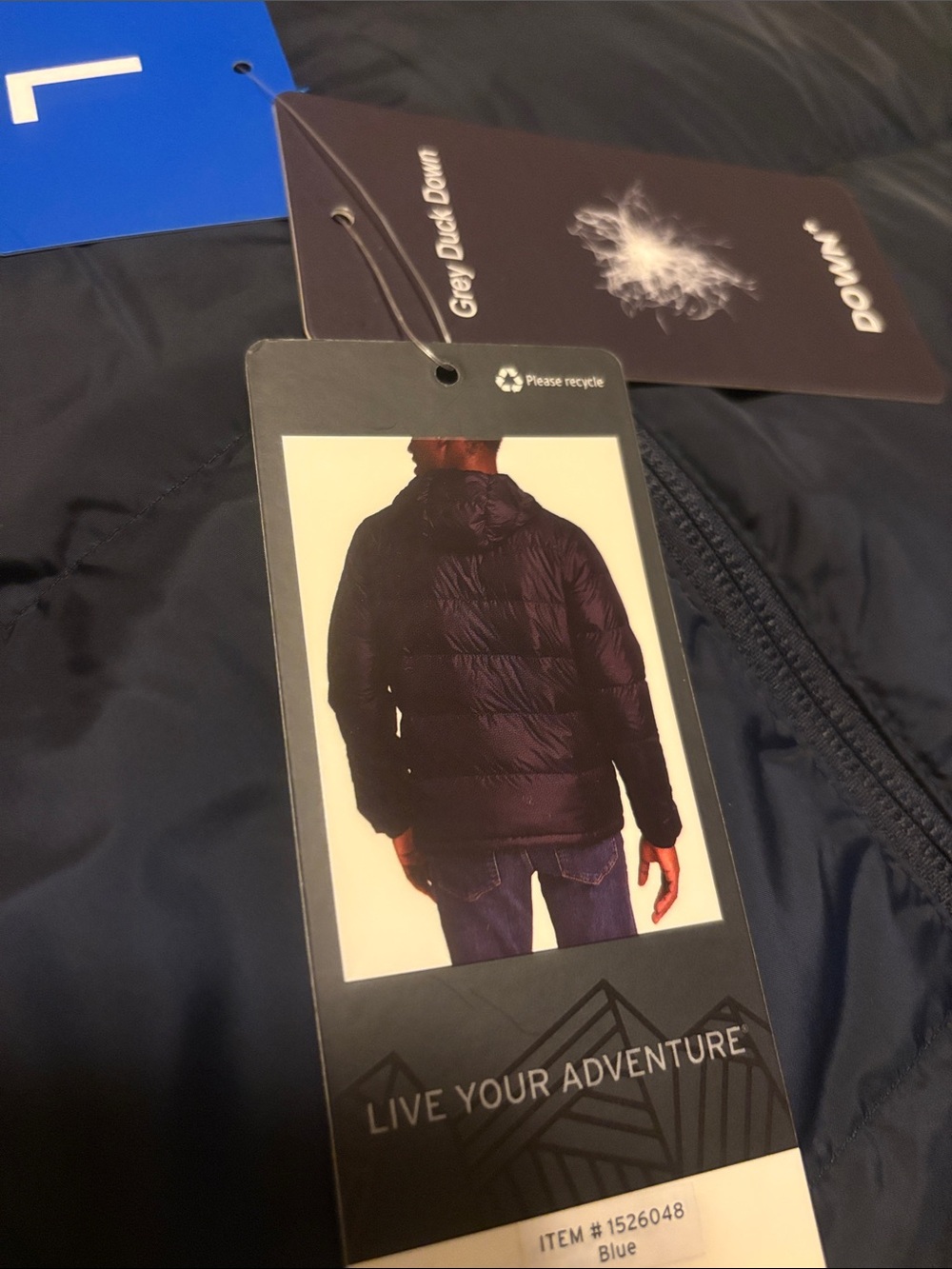 Eddie Bauer Navy Hooded Packable Puffer Jacket - Picture 6 of 7